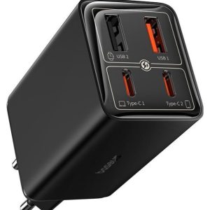Baseus GaN6 Pro, 2xUSB-C + 2xUSB, 65W (czarna)