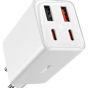 Baseus GaN6 Pro, 2xUSB-C + 2xUSB, 65W (biała)
